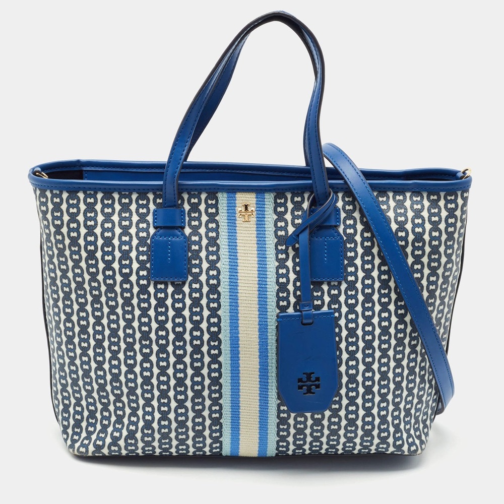 Tory Burch Navy and Light Blue Tote - Pre-Owned in great condition!